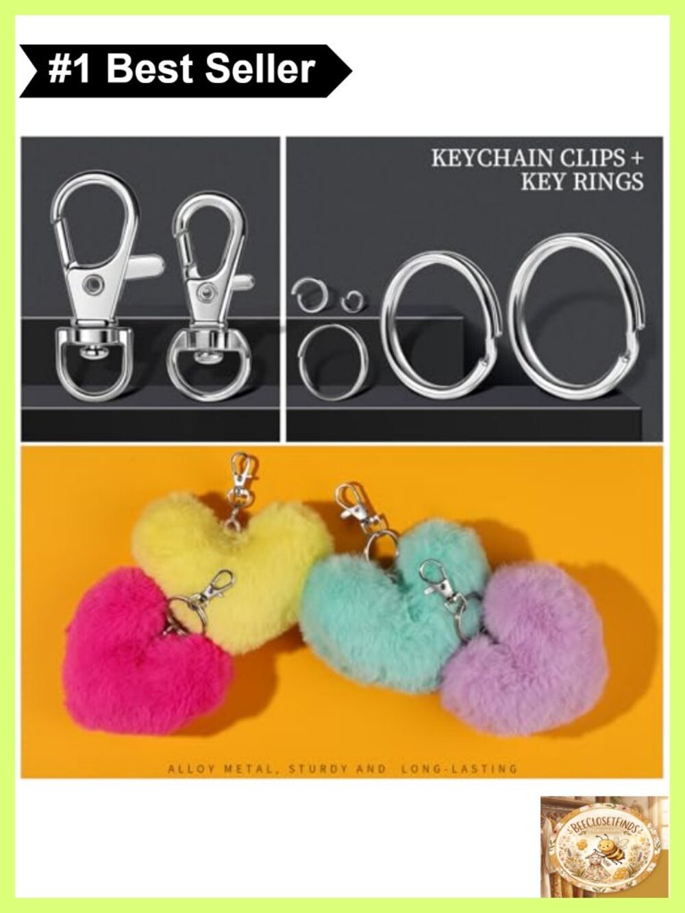 265PCS Keychain Making Kit Swivel Clips Key Rings Jump Rings Alloy Jewelry - Picture 2 of 6